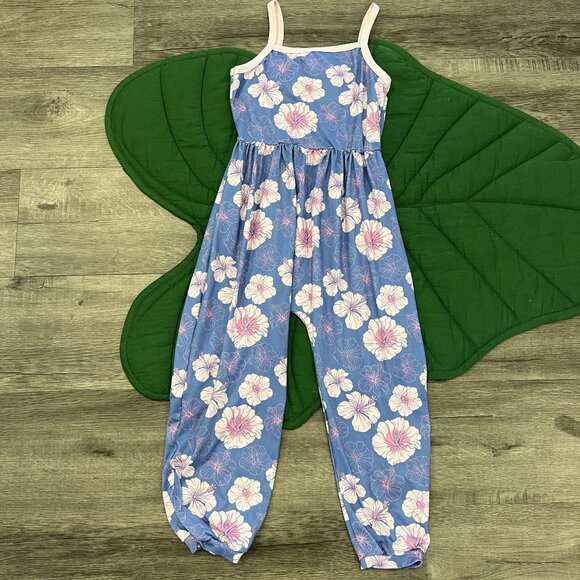 Spencer Baby Molokai Hawaii Girls 8T 6/7 Hibiscus Jumpsuit - Picture 1 of 5